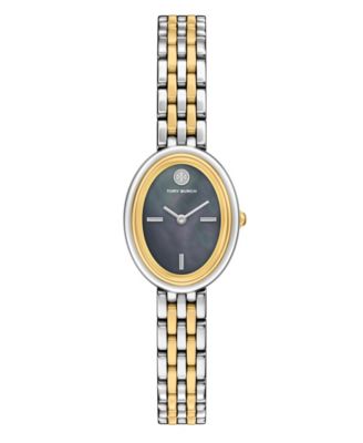 Tory Burch Women's Quartz Oval Two-Tone Stainless Steel Bracelet Watch 22mm