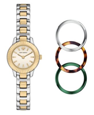 Женские наручные часы tory burch с кварцевым механизмом, двухцветным нержавеющим стальным браслетом 24 мм, подарочный набор