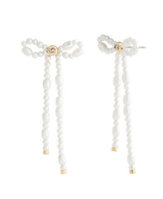 COACH Серьги-подвески с имитацией жемчуга и бантом