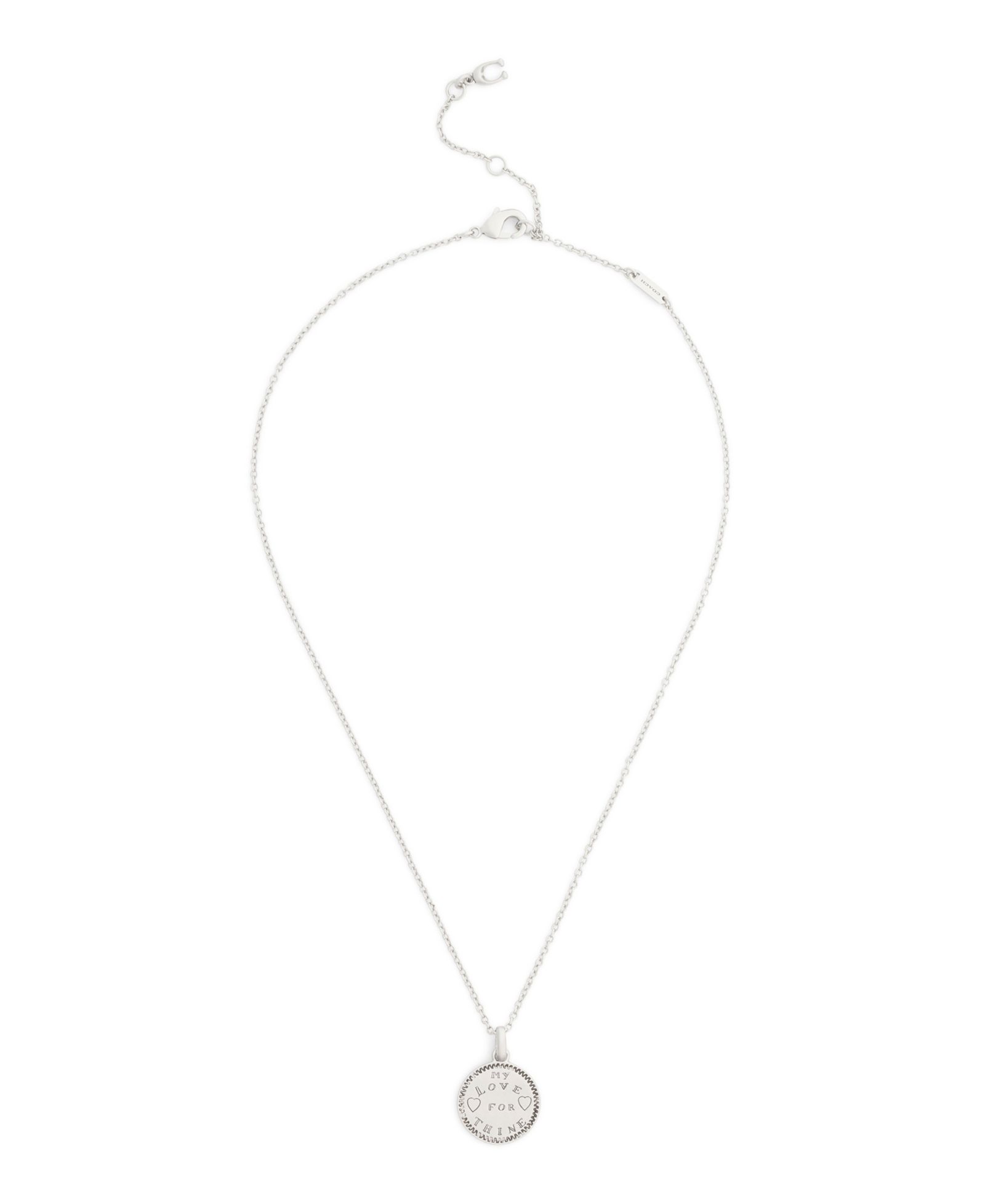 COACH Silver Runway My Love Coin Charm Pendant Necklace