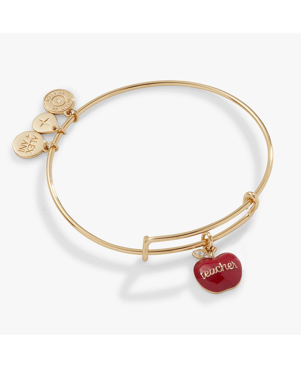 Alex and Ani Браслет-бэнгл с подвеской Apple 'Grow, Inspire, Love' для учителей