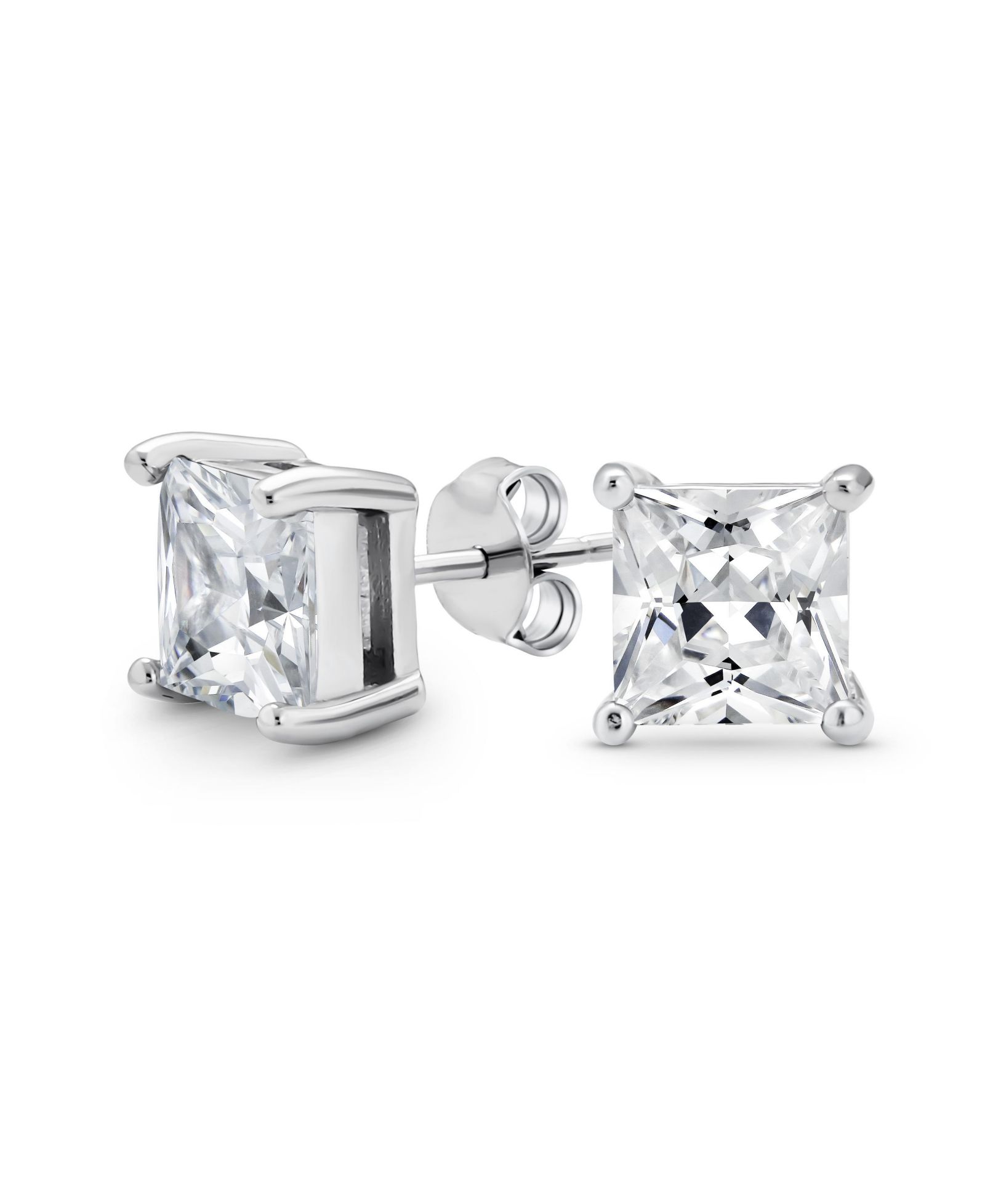 Серьги Bling Jewelry 0.75CT Square Cubic Zirconia Princess Cut Solitaire CZ,.925 Sterling Silver