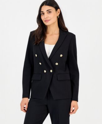 I.N.C. International Concepts Petite Double-Breasted Fitted Stretch Ponte Blazer, Macy's Exclusive