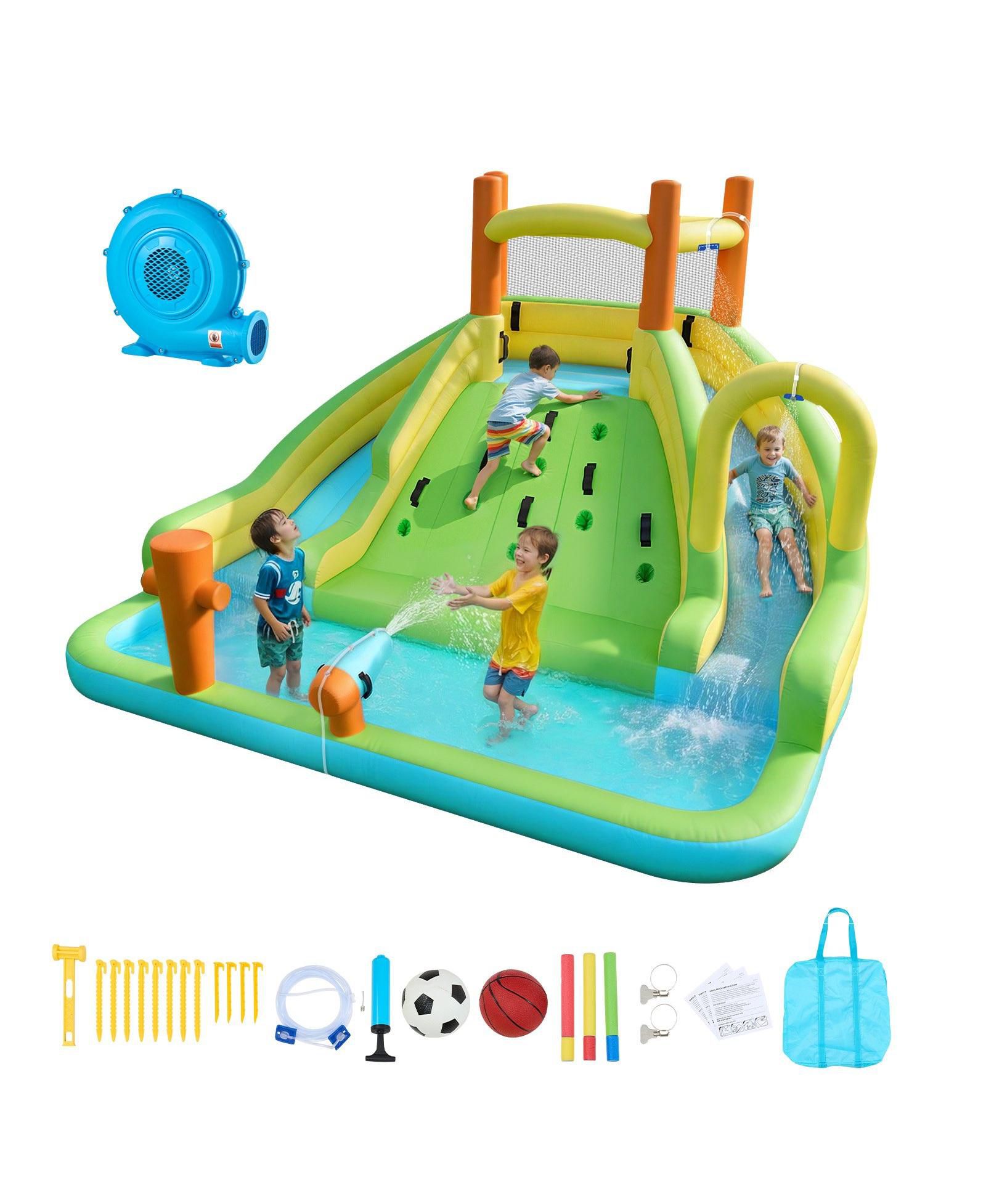 Mecale Bounce House Water Slide 13.3 x 11.4 Ft with Climbing Wall, Ages 3