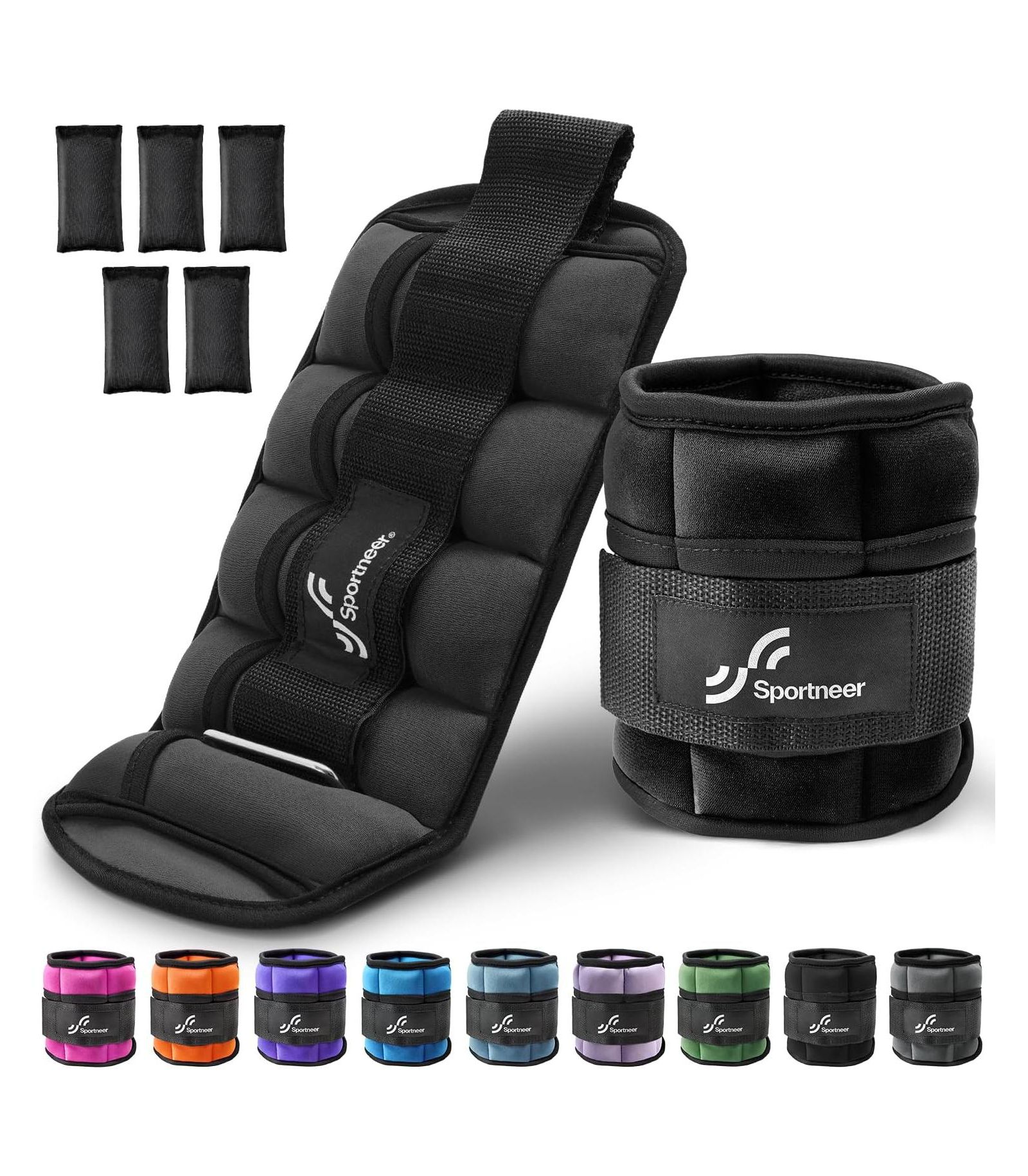 Sportneer Adjustable Ankle Weights 7 lb per Pair with Secure Straps for Yoga Walking Running Aerobics Gym Physical Therapy