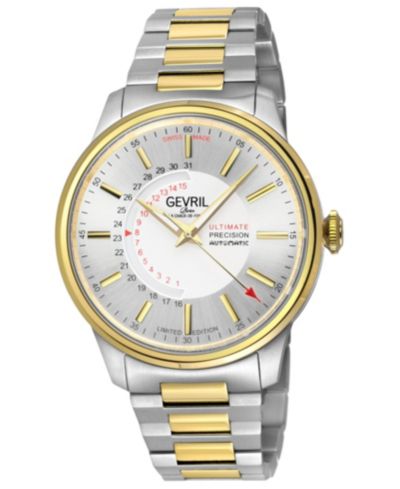Gevril Men's Guggenheim Swiss Automatic Two tone IPYG/SS Bracelet Watch