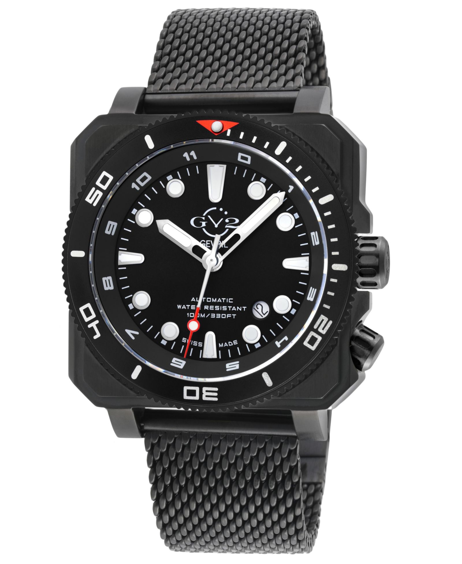 GV2 by Gevril Men's XO Submarine Swiss Automatic IP Mesh Band Watch