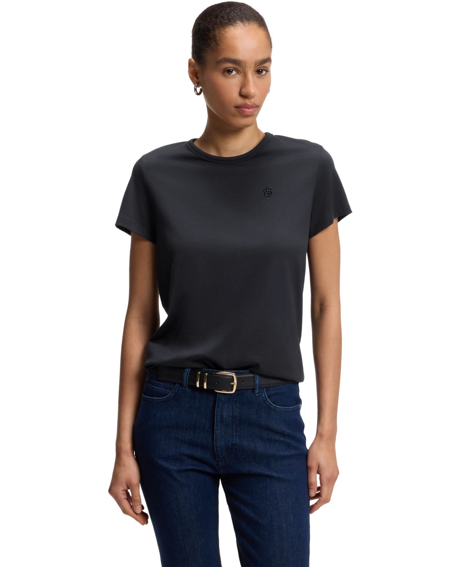 Женская футболка BOSS Hugo Boss Slim-Fit из смеси хлопка и шелка