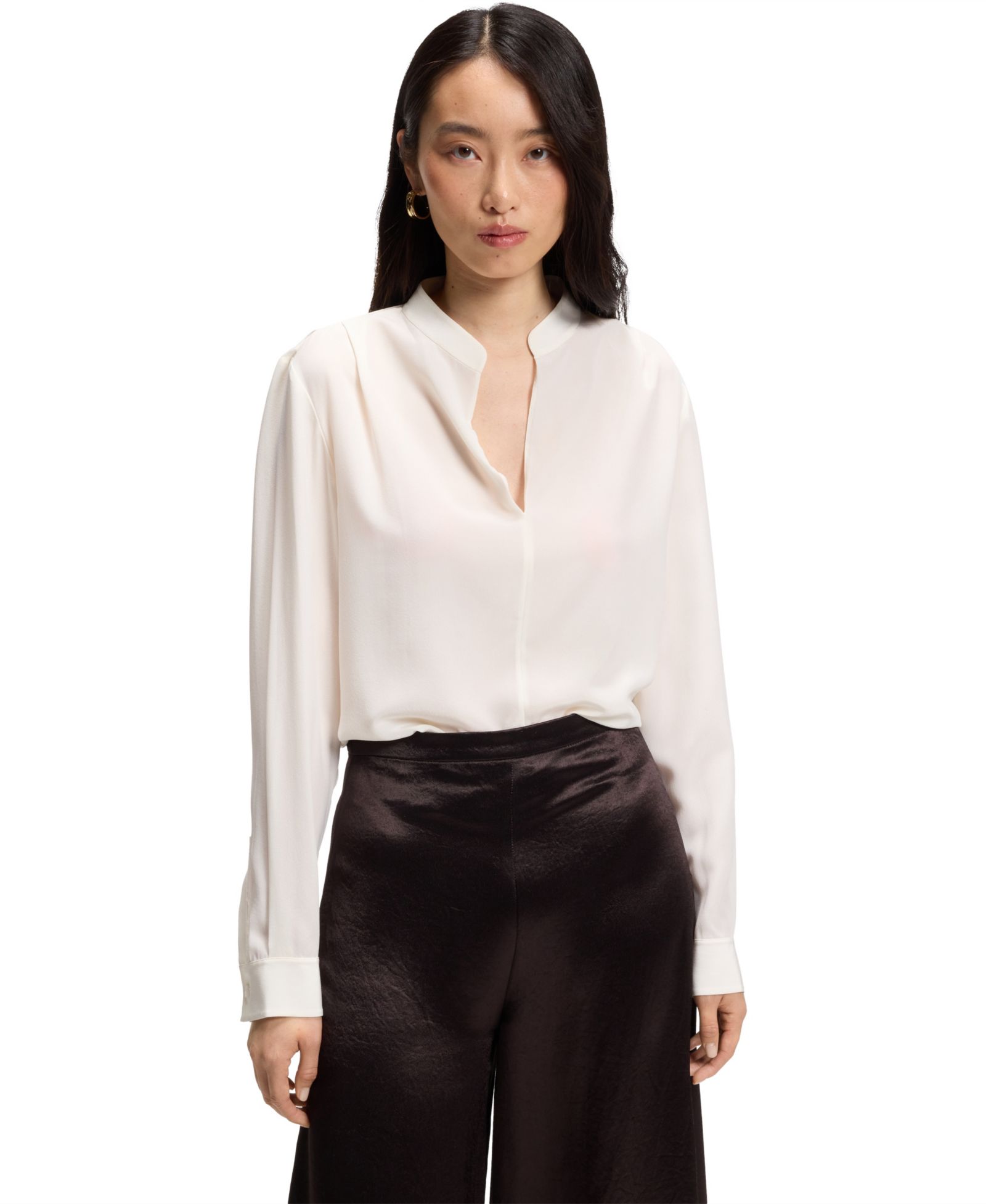 Женская шелковая блузка BOSS by Hugo Boss Relaxed-Fit Sandwashed Silk