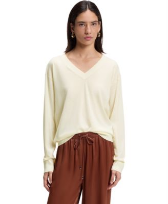 BOSS by Hugo Boss Women's Merino Wool Relaxed-Fit V-Neck Sweater