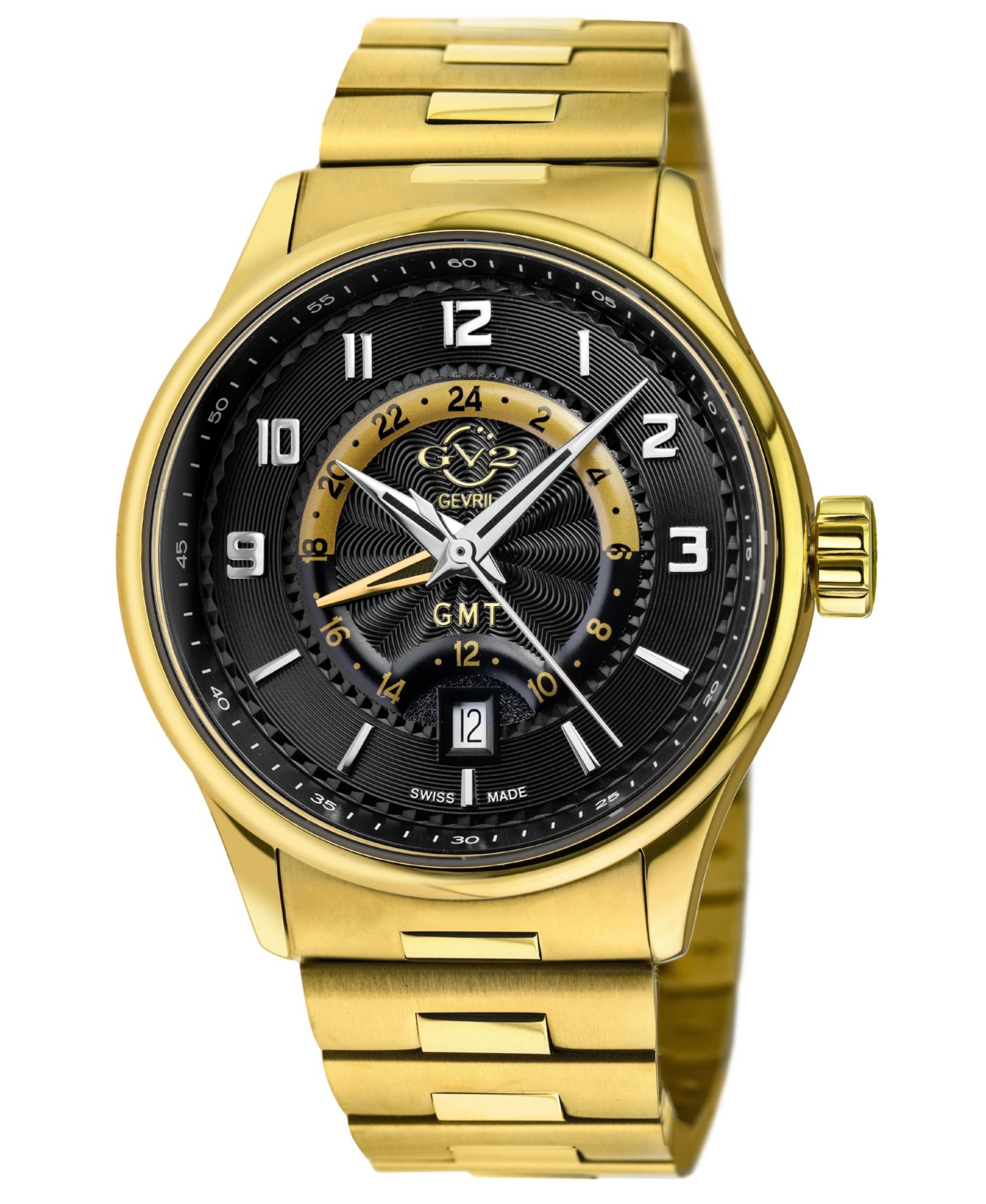 Мужские наручные часы GV2 Men's Giromondo Swiss Quartz IP Gold