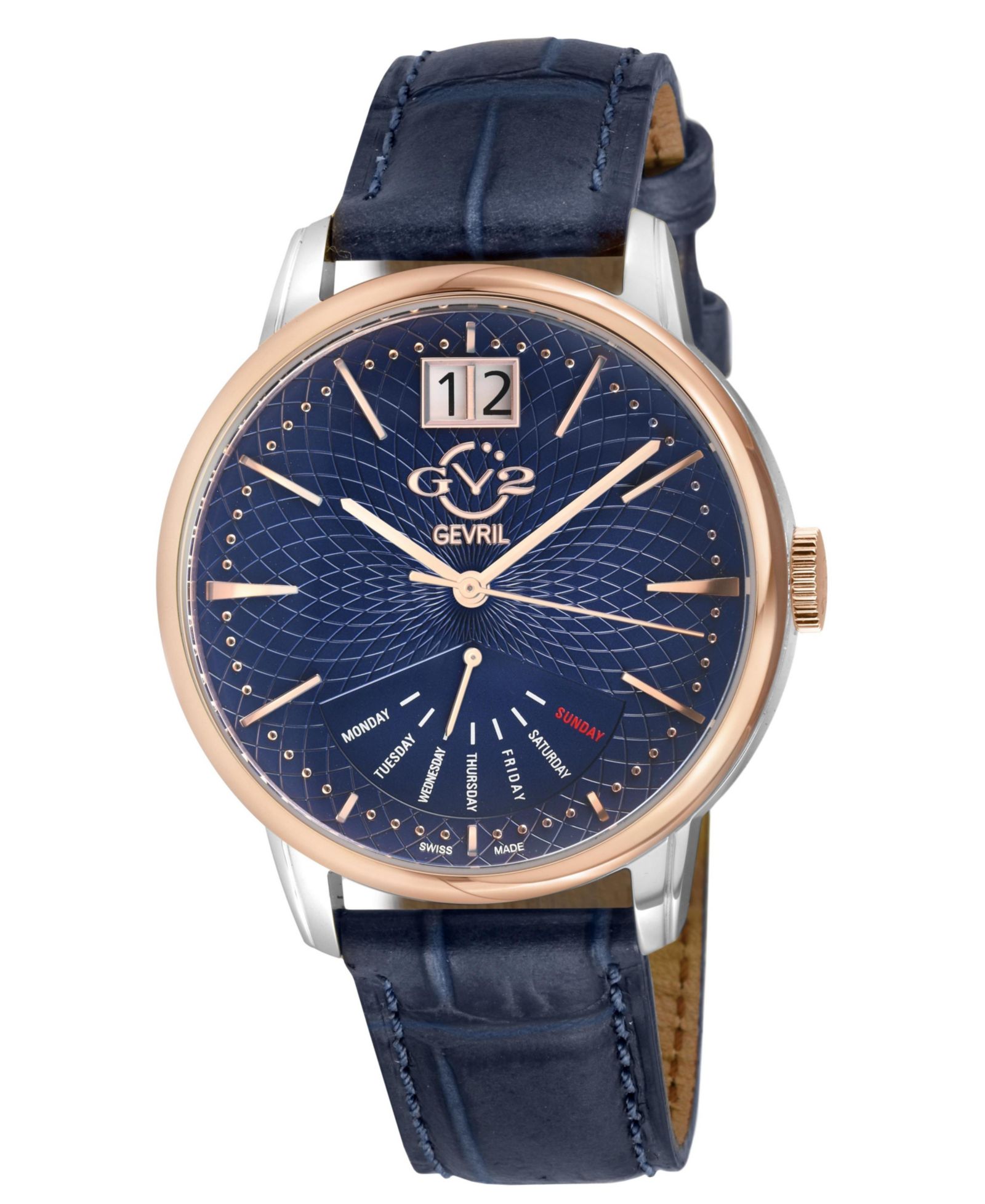 GV2 by Gevril Men's Rovescio Swiss Quartz Italian Leather Strap Watch