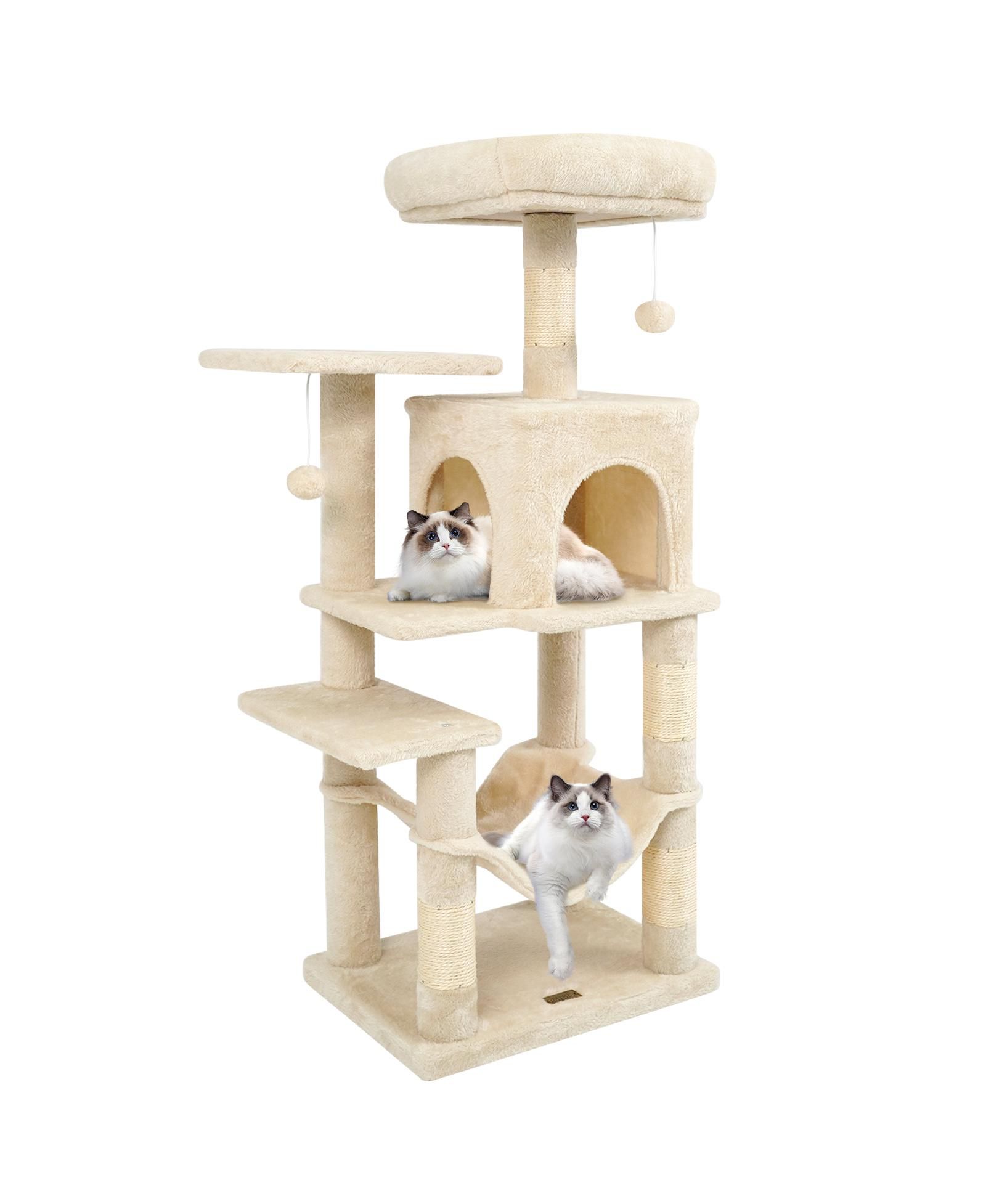 COZITO Cat Tower 44 in Multi-Level with 2-Door Condo and Perch