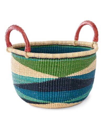 Корзина African Modern Triangle Design Bolga с кожаными ручками