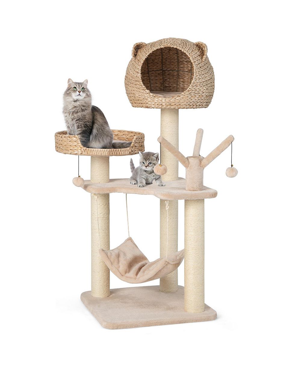 COZITO Cat Tree Multi-Level with Condo Hammock and Hanging Balls