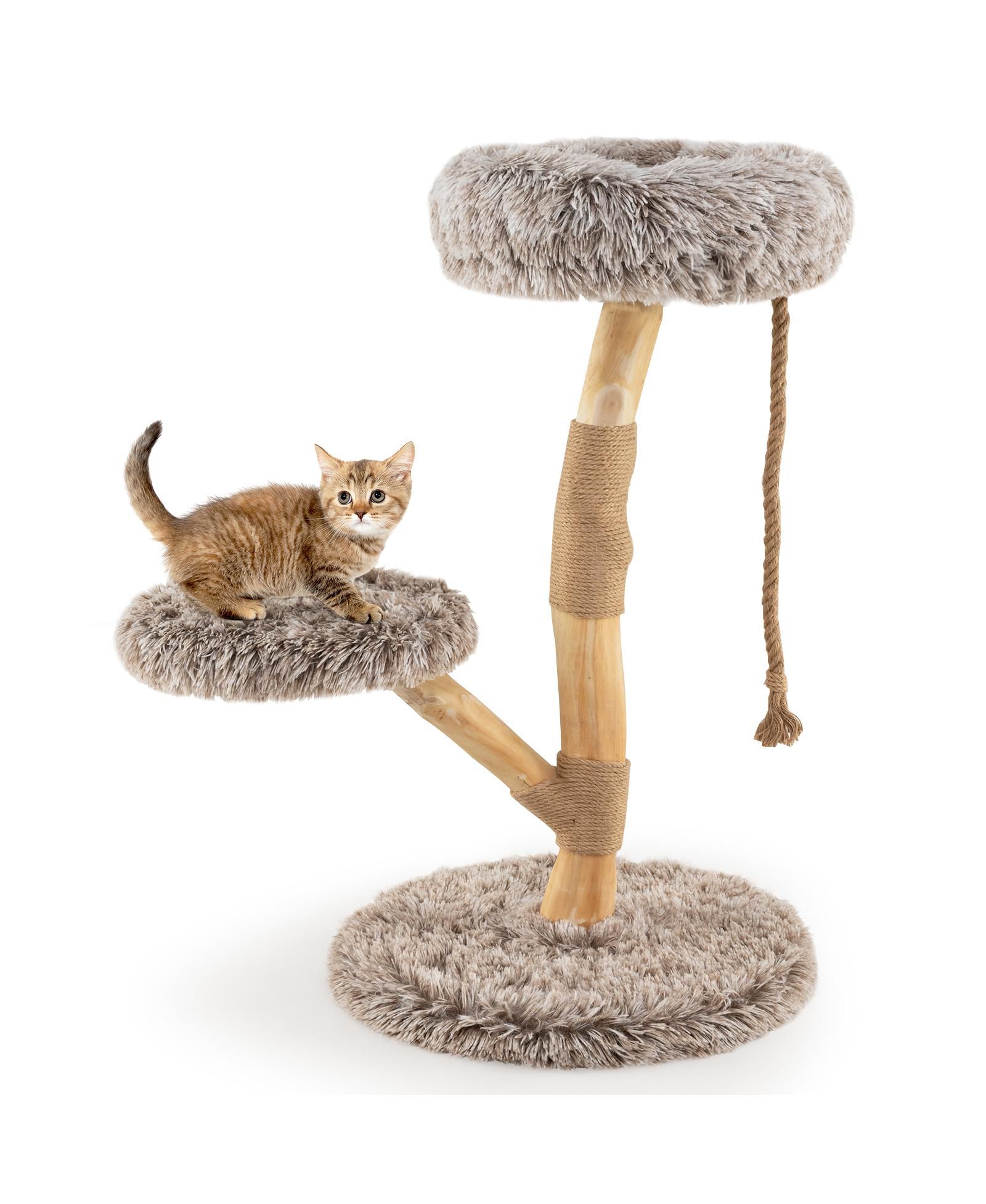 COZITO Cat Tree Modern Wooden with Perch and Jute Scratch Posts