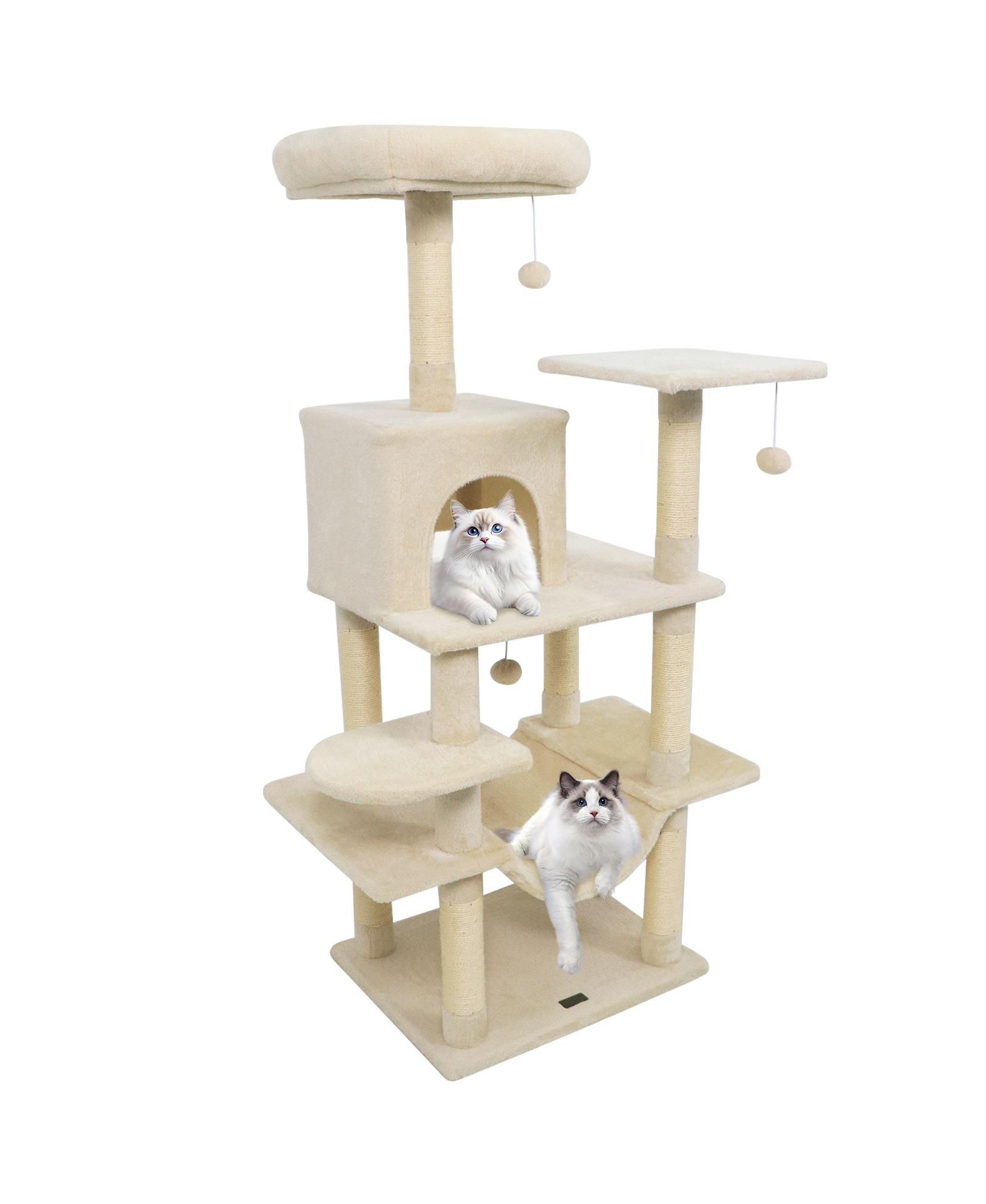 COZITO Cat Tree 58 inch Soft Plush Multi-Level with Top Perch