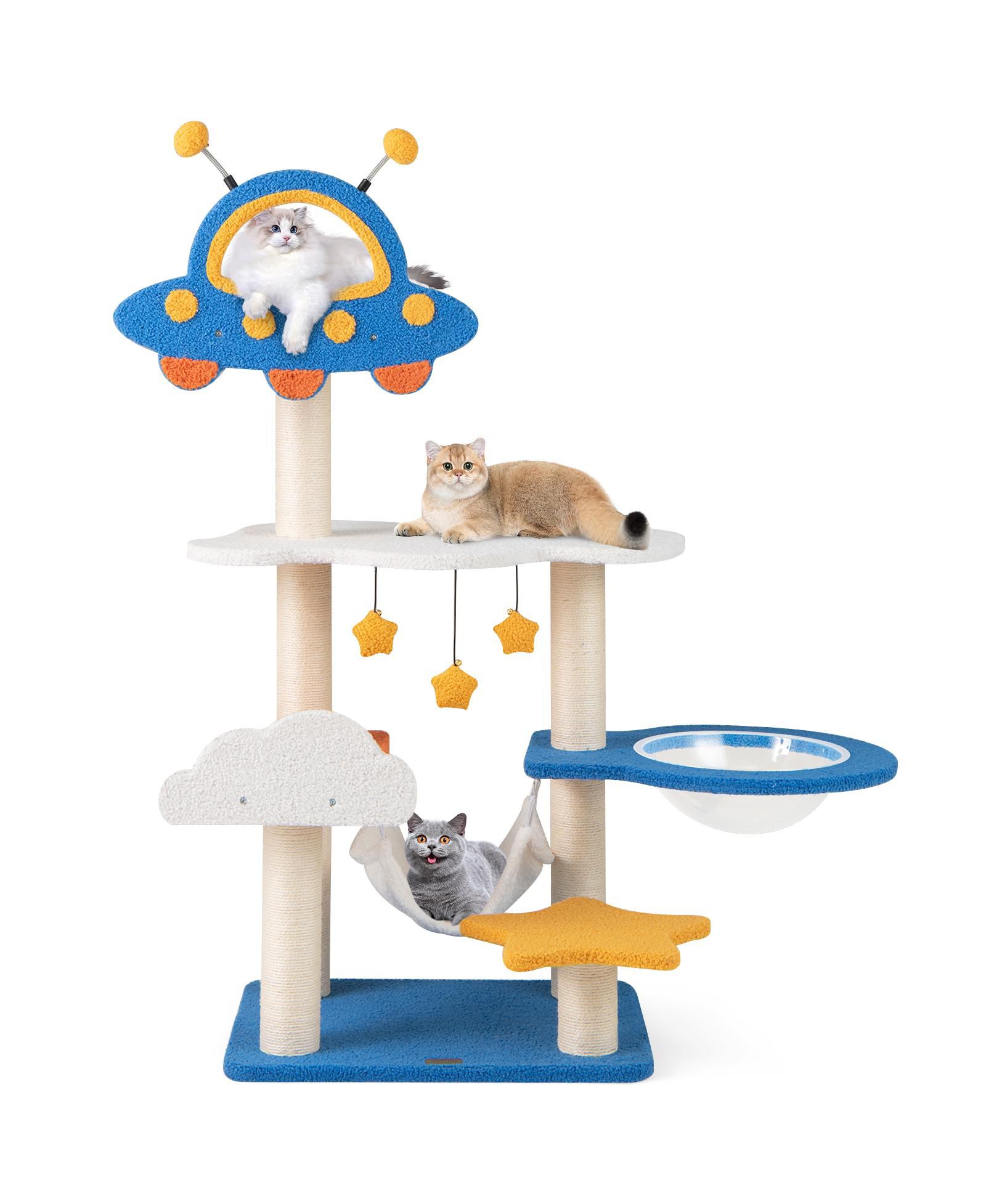 COZITO Cat Tree 49 inch with UFO Perch Space Capsule Sisal Posts