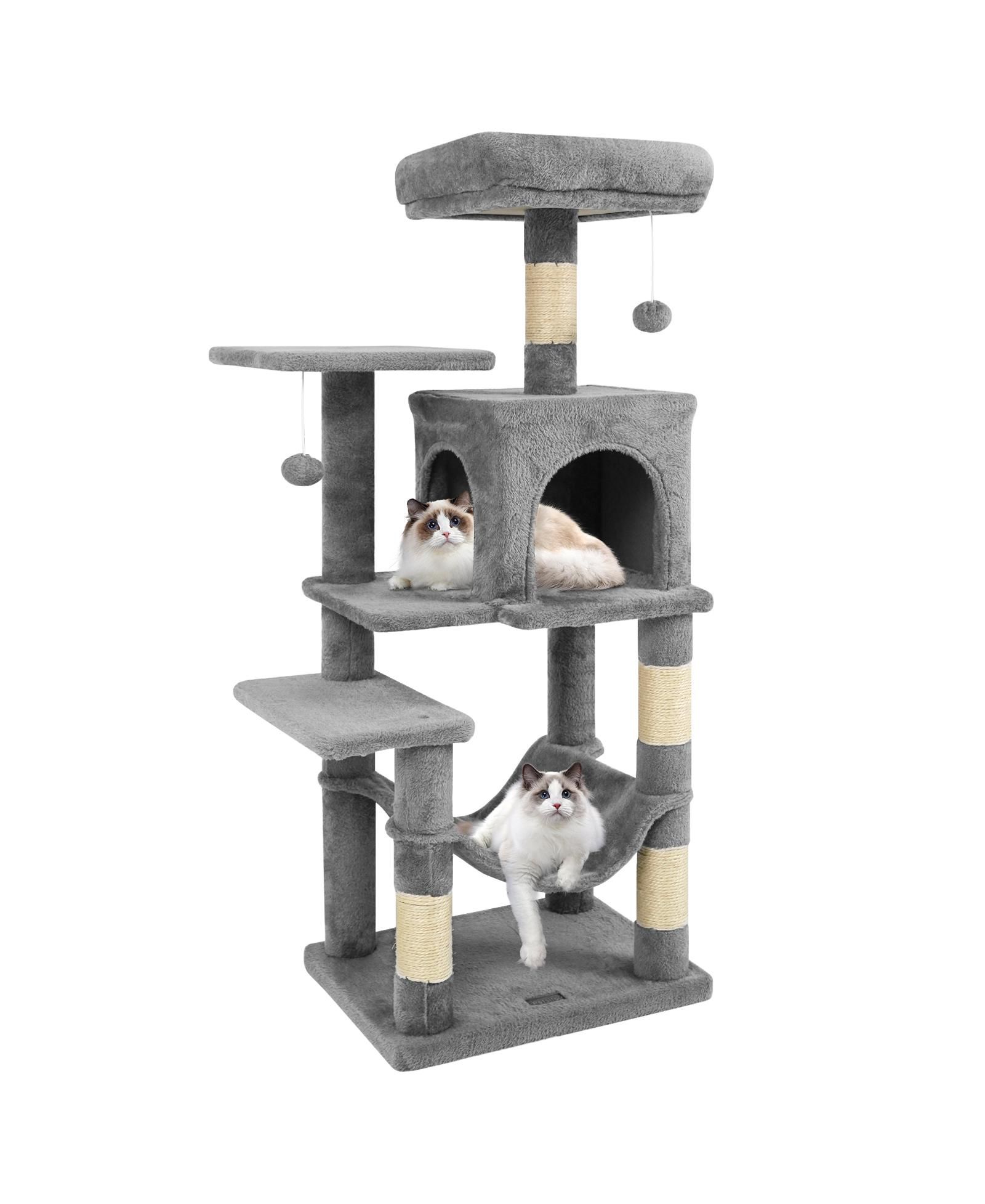 COZITO Cat Tower Multi-Level with 2-Door Condo and Top Perch