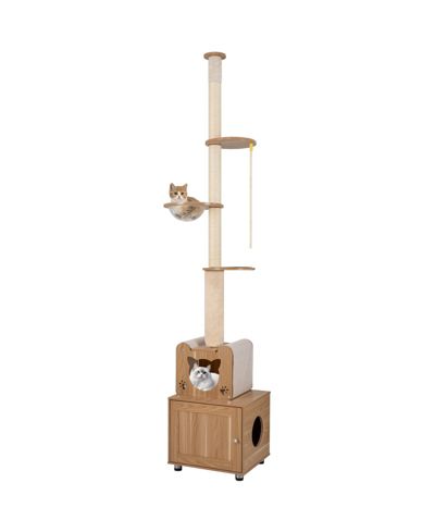 COZITO Floor to Ceiling Cat Tree 101 inch with Litter Box Enclosure