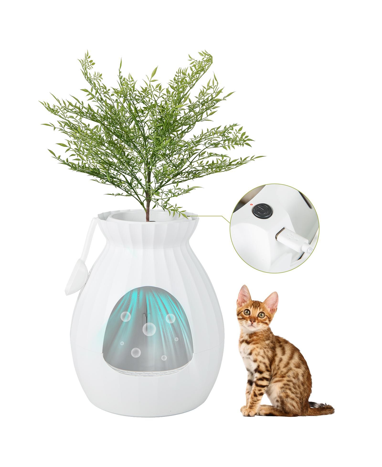 COZITO Cat Litter Box Enclosure Smart Plant Electronic Deodorizer