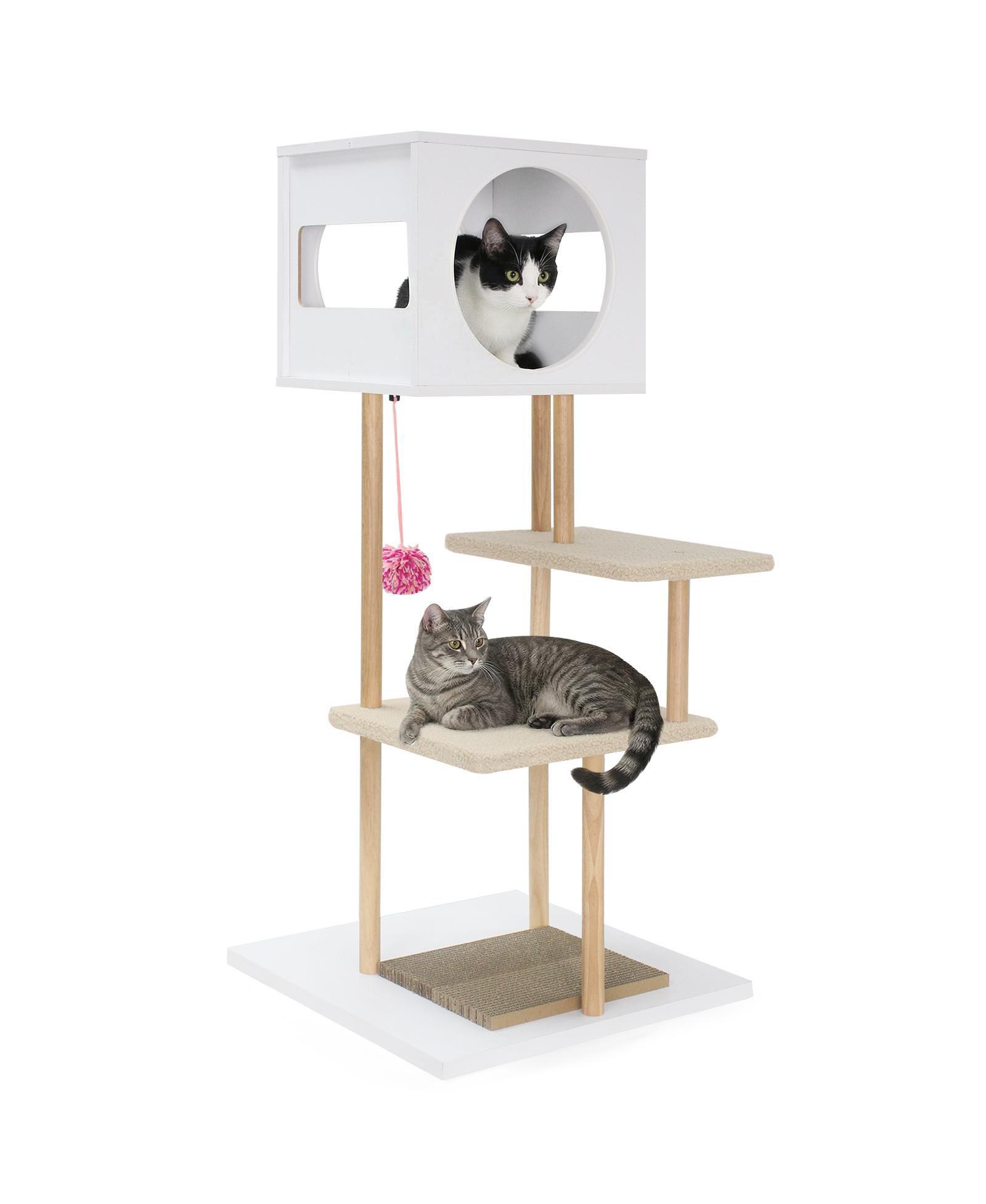Кошачий домик COZITO из дерева 40 inch с 2 картонными когтеточками