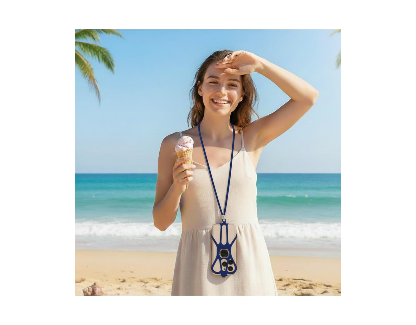 3p Experts Clarissa Silicone 360-Degree Lanyard Grip Phone Case, Compatible with Most Smartphones (4-6.5 inches)