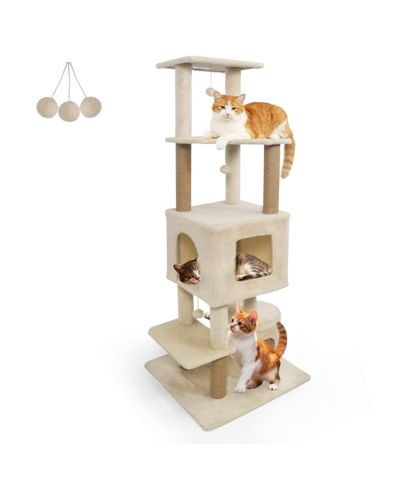 COZITO Cat Tree 64 inch with 2 Condos and Jute Scratching Posts