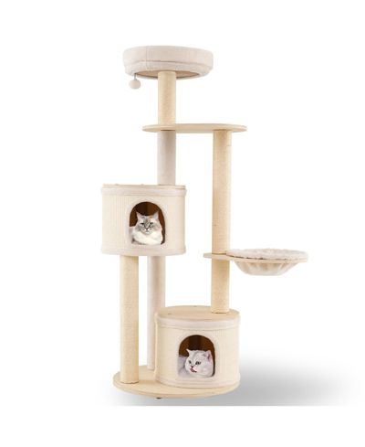 COZITO Cat Tower 60 inch Wooden with Sisal Posts and 2 Condos