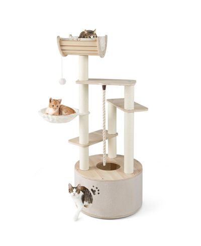 COZITO Cat Tree 55 inch Wooden with Washable Plush Cushions