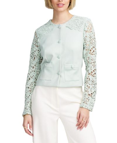ELLE Collection Women's Lace Satin Jacket