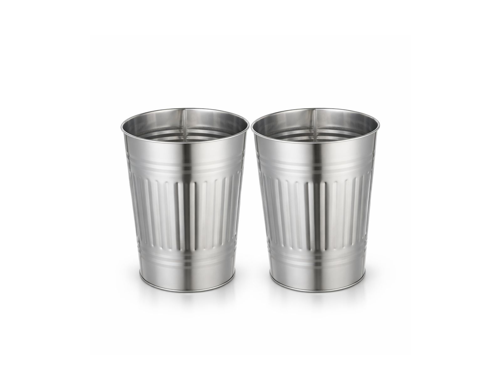 Home Zone Living 3 Gallon Rectangular Open Top Wastebasket, Stainless Steel, Matte Silver, 2 Pack with Trash Bags