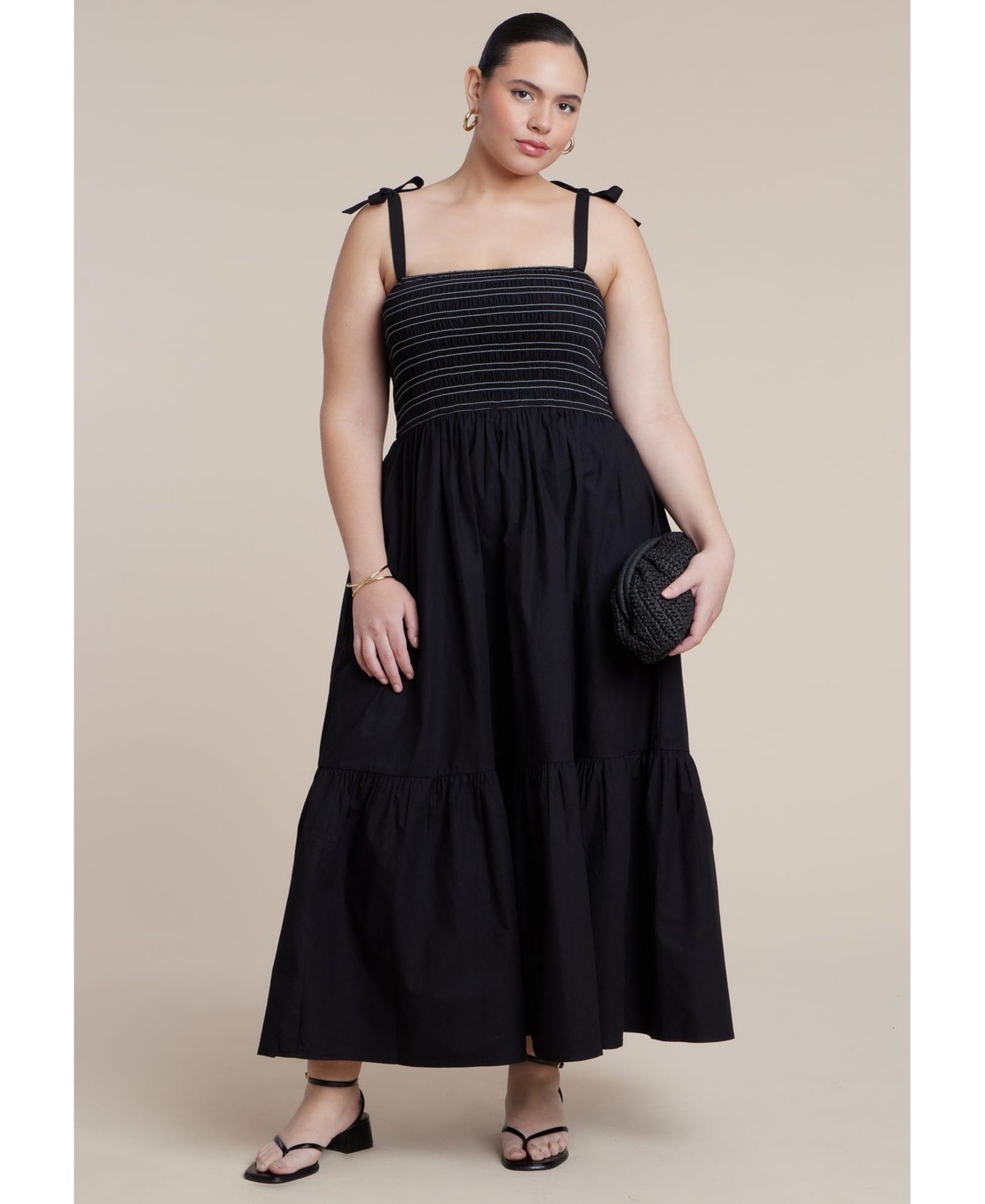 Женское макси-платье ELOQUII Plus Size Smocked Bodice
