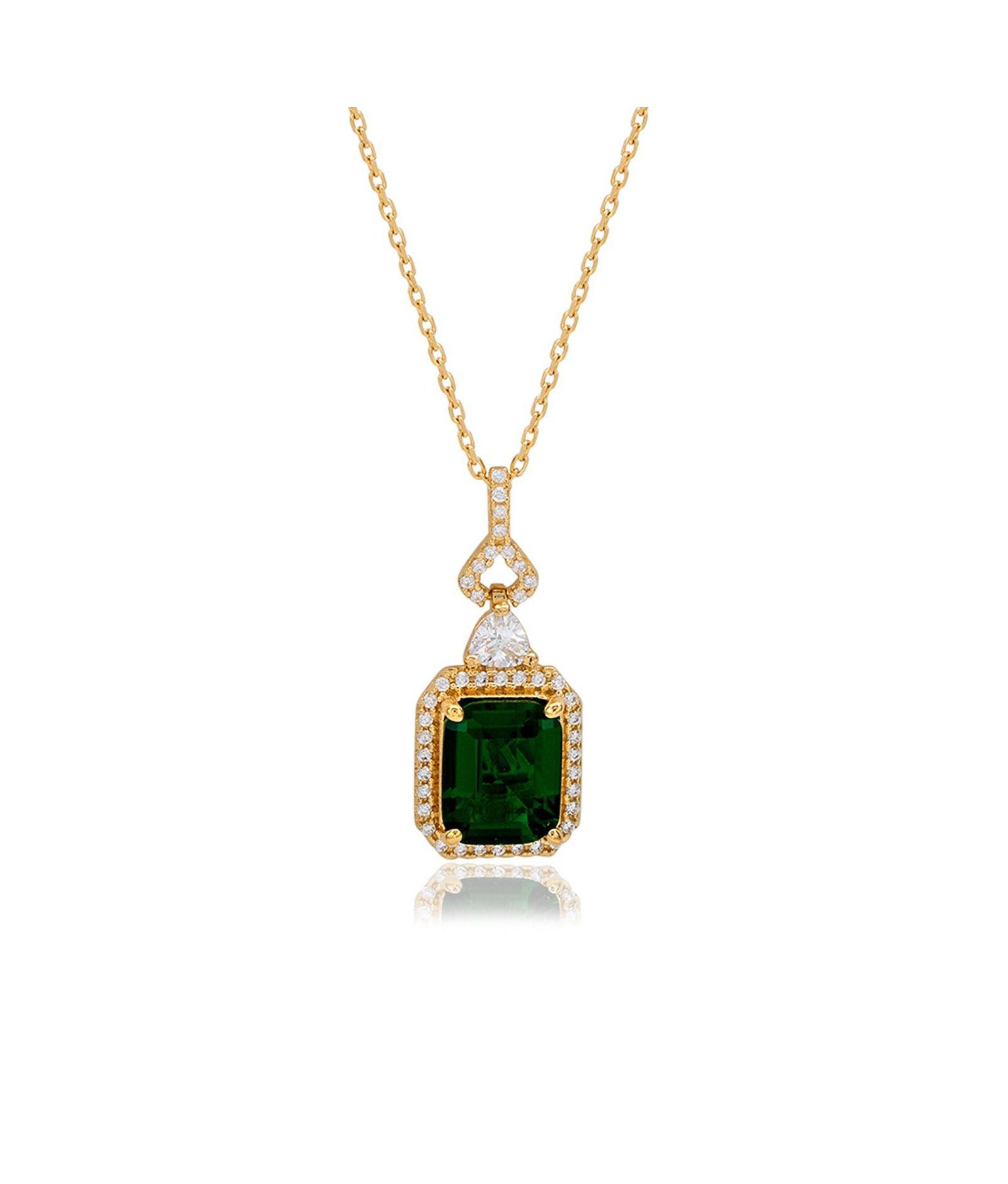 Suzy Levian New York Sterling Silver Emerald Cut Cubic Zirconia Art Deco Drop Pendant