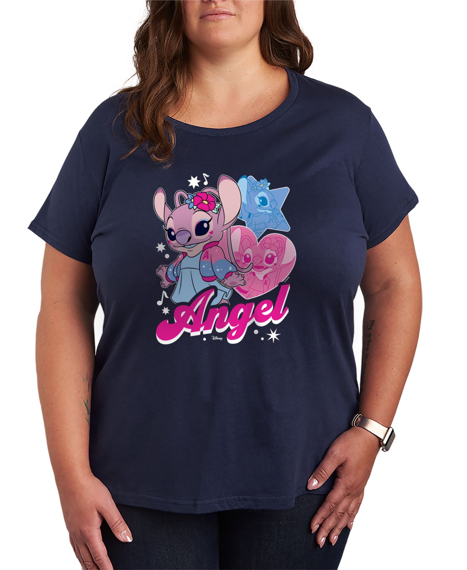 Hybrid Apparel Футболка Plus Size с принтом Lilo Stitch Angel Popstar