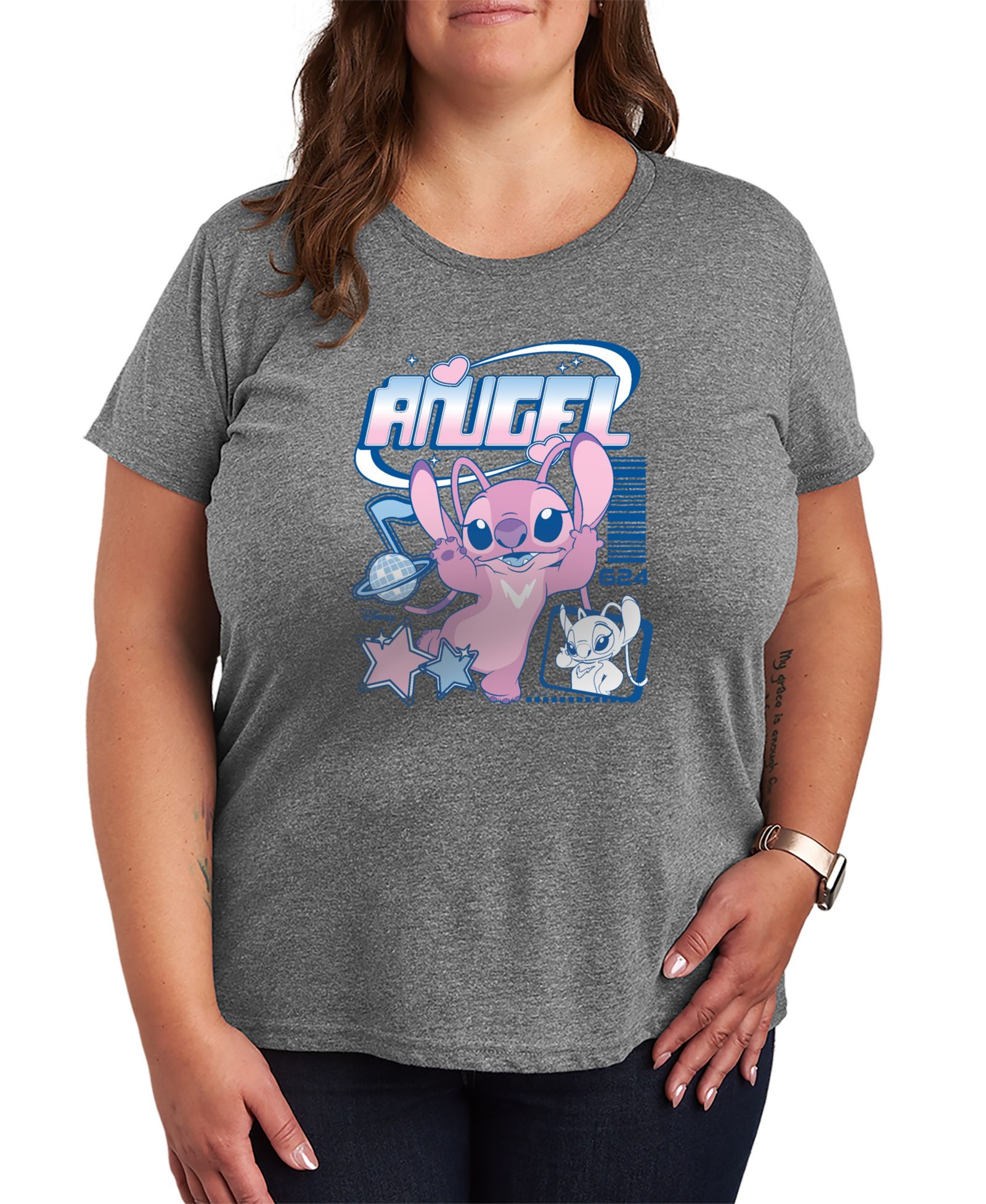 Мужская футболка Hybrid Apparel Plus Size Lilo Stitch Angel Y2k Popstar с коротким рукавом