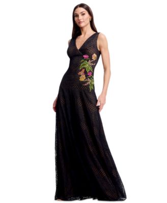 Женское вечернее платье Dress the Population с цветочной аппликацией без рукавов