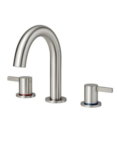 BUSDAYS 8 Inch Widespread Lavatory Faucet 2 Handle 3 Hole 360 Degree Spout Vanity with Pop Up Drain Brushed Nickel