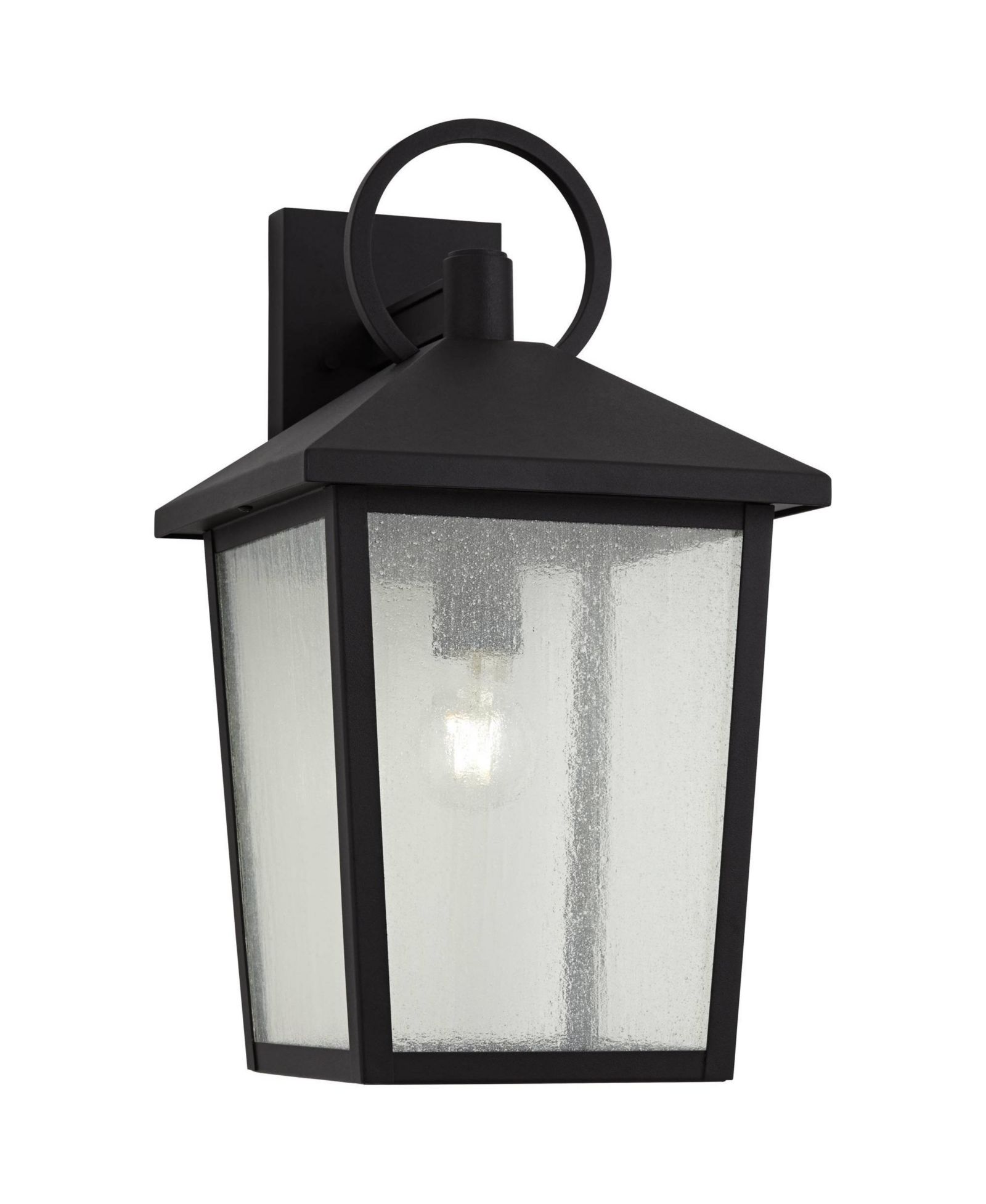 John Timberland Westmont 18" High Modern Outdoor Wall Light Fixture Mount Porch House Weatherproof Sand Black Aluminum Glass Shade