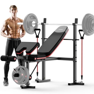 HARISON 6-in-1 Weight Bench Set, 660 pound Capacity with Leg Extension and Preacher Pad (HRM-G30813
