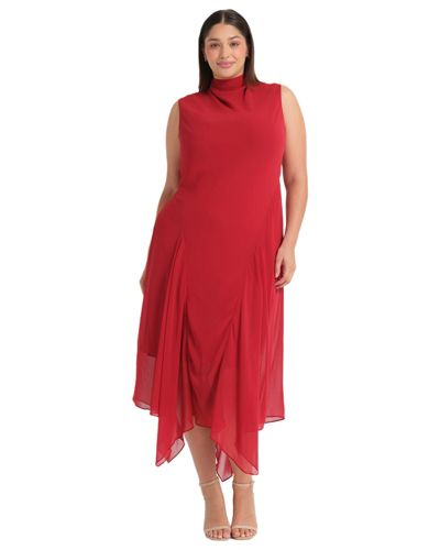 ESTELLE Plus Size Holly Halter Assymetric Sheath Midi Dress