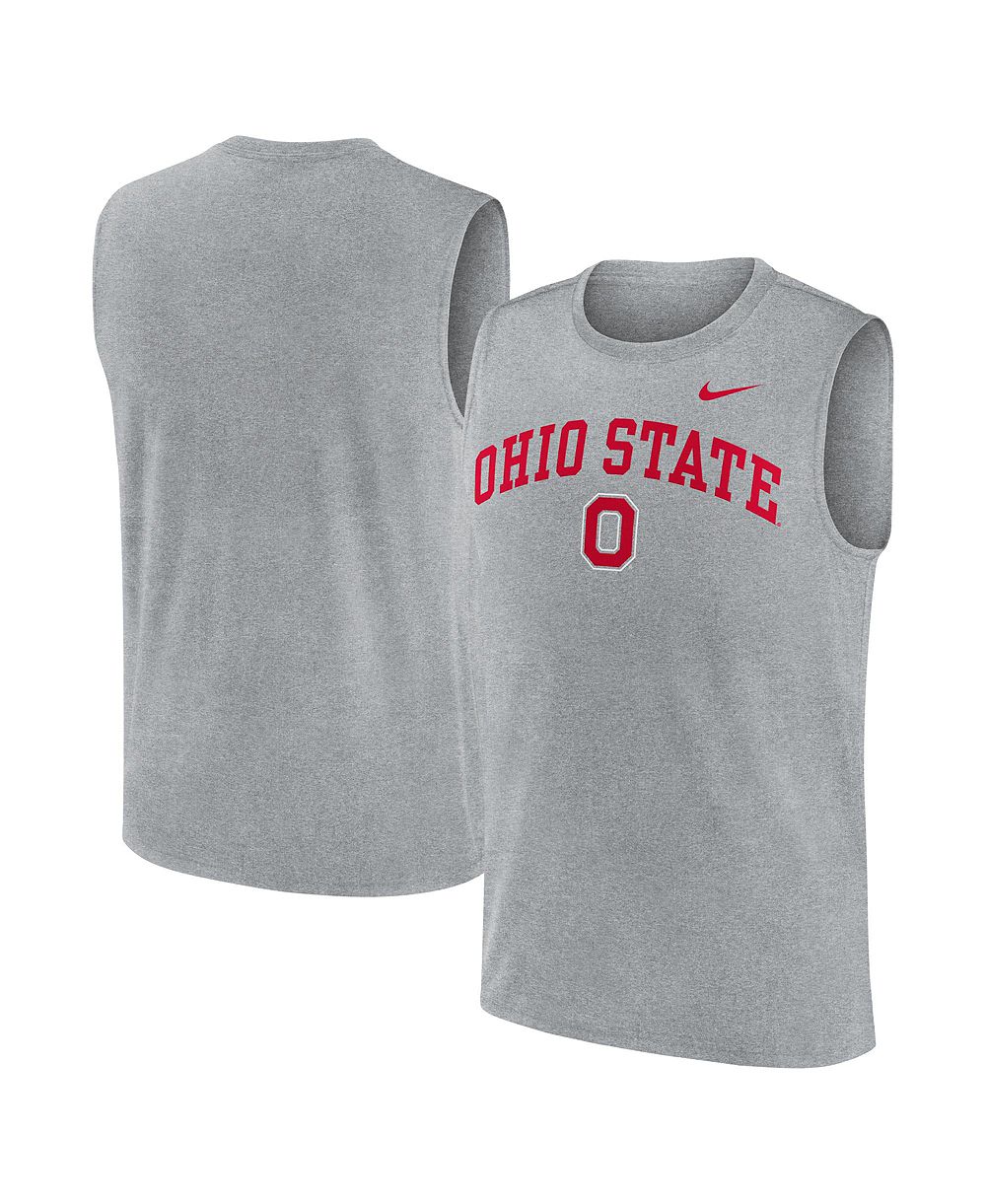 Мужской майка-борцовка Nike Ohio State Buckeyes Primetime Legend Arch Dri-FIT в цвете Heather Gray