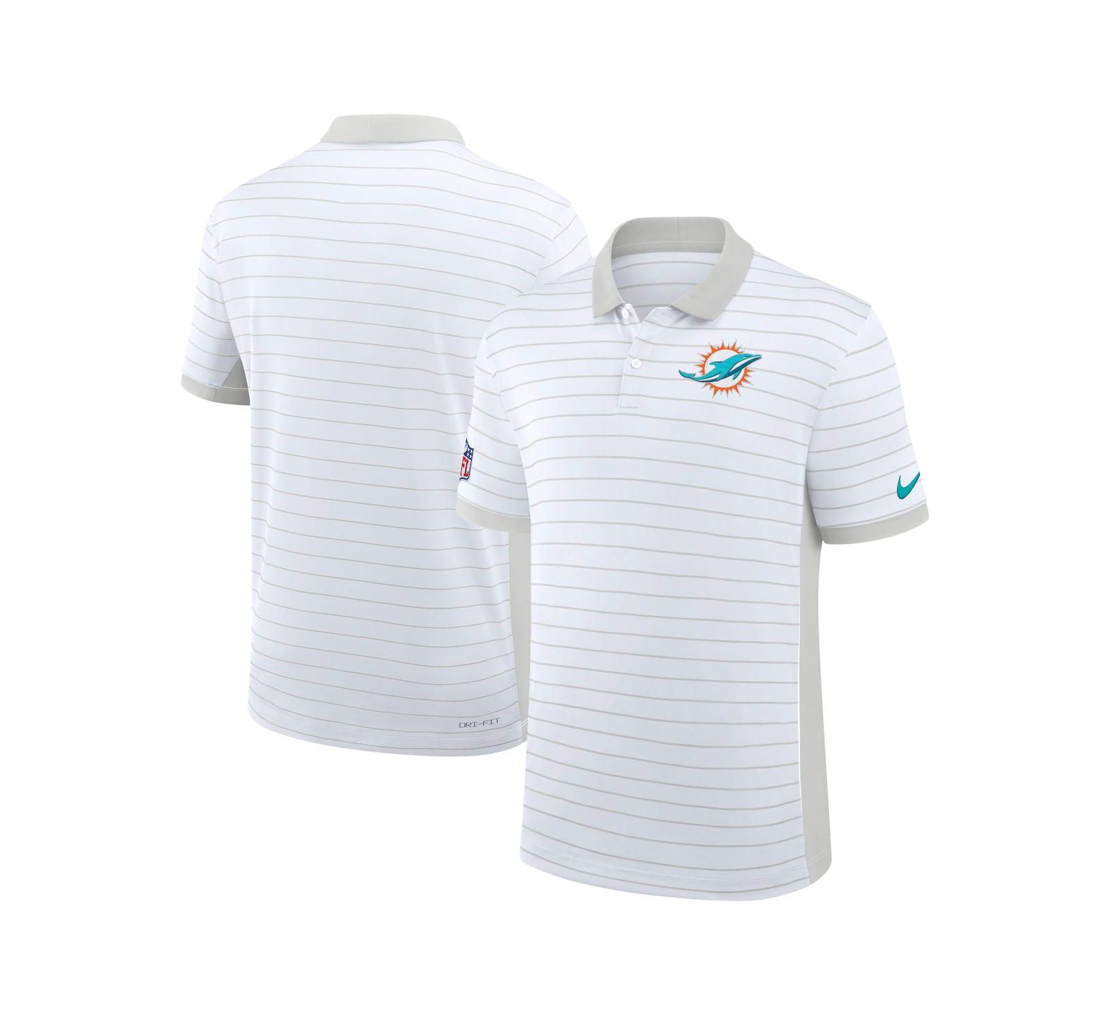 Nike Мужская белая рубашка polo Miami Dolphins Sideline Victory Stripe Dri-FIT