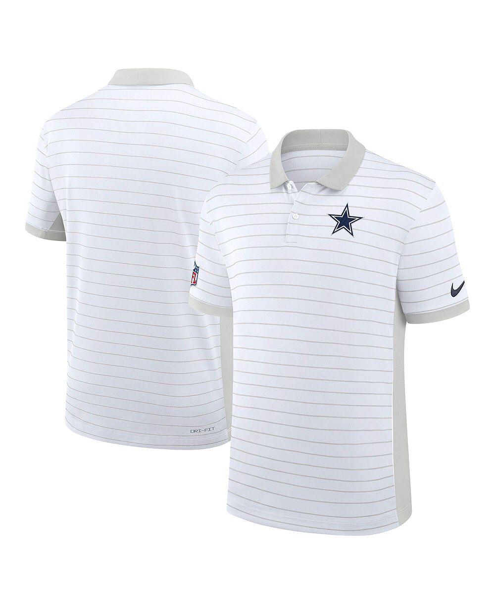 Nike Men's White Dallas Cowboys Sideline Victory Stripe Dri-FIT Polo Shirt
