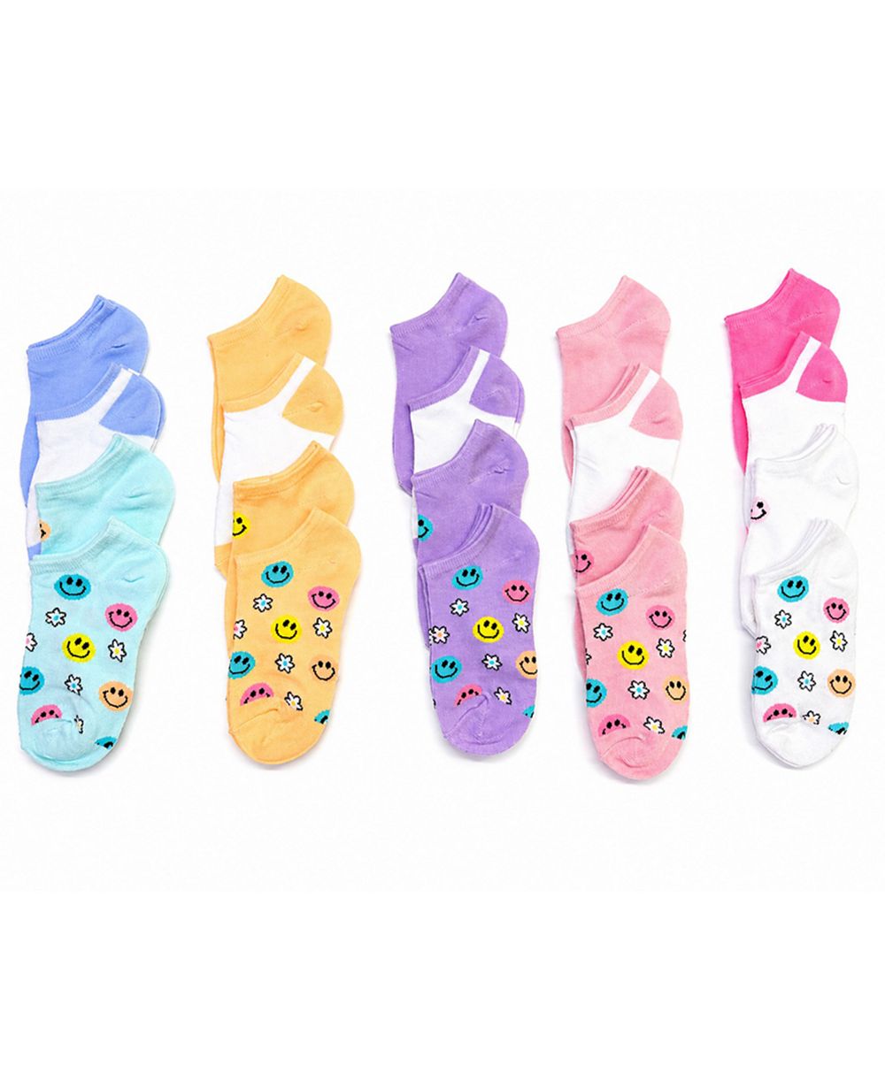 Rainbow Sugar Girls' 4-8.5 Low Cut Socks, 20-Pack