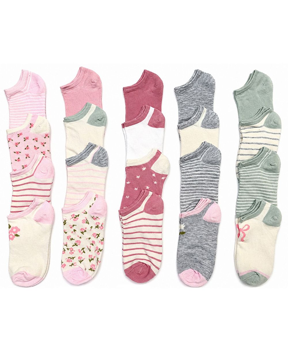 Rainbow Sugar Girls' 4-8.5 Low Cut Socks, 20-Pack
