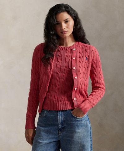 Женский хлопковый кардиган Polo Ralph Lauren с V-образным вырезом