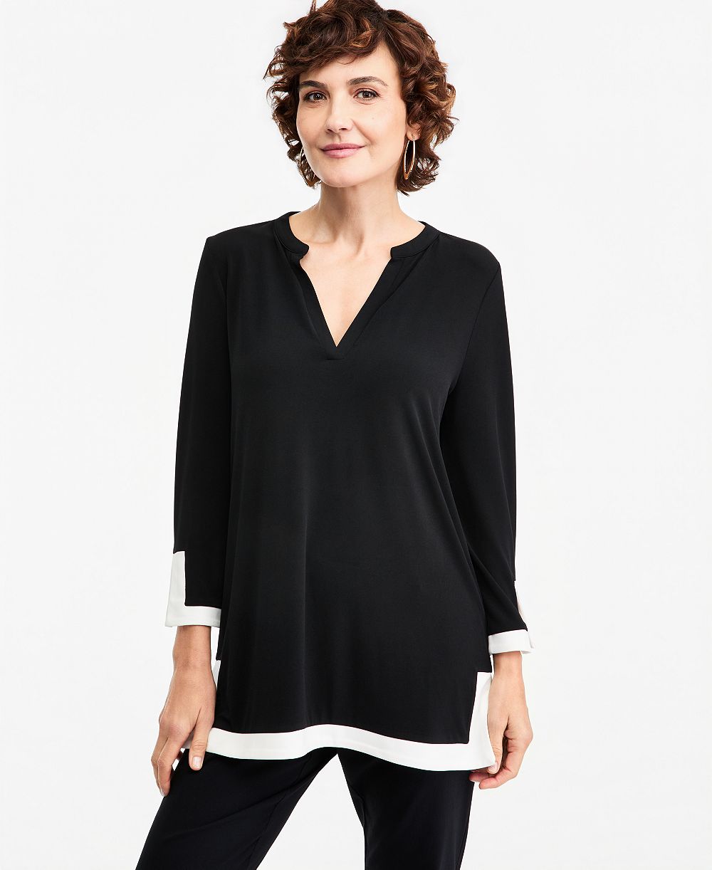 JM Collection Women's 3/4-Sleeve Split Neck Tunic, Macy's Exclusive