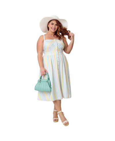 Unique Vintage Plus Size платье с пуговицами спереди