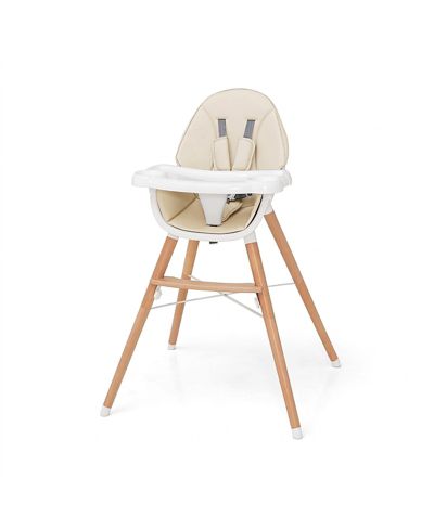 GOUUN Baby Wooden High Chair with 4-Level Dishwasher Safe Tray